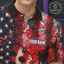 Load image into Gallery viewer, Red, White &amp; Blue American Flag Skull Bowling shirts For Men Custom patriotic Team Bowling Jersey NQS11275