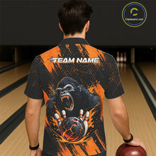 Load image into Gallery viewer, Black and Orange pattern Angry Gorilla Bowling Hawaiian Shirt Custom Gorilla Team Bowling Jerseys NQS11278