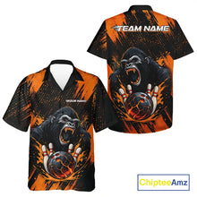 Load image into Gallery viewer, Black and Orange pattern Angry Gorilla Bowling Hawaiian Shirt Custom Gorilla Team Bowling Jerseys NQS11278