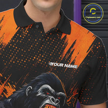 Load image into Gallery viewer, Black and Orange pattern Angry Gorilla Bowling shirts For Men Custom Gorilla Team Bowling Jerseys NQS11278