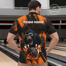 Load image into Gallery viewer, Black and Orange pattern Angry Gorilla Bowling shirts For Men Custom Gorilla Team Bowling Jerseys NQS11278