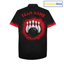 Load image into Gallery viewer, Black and Red Flame Dragon Bowling Hawaiian shirt Custom Dragon team bowling button up shirt NQS11482