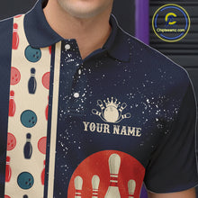 Load image into Gallery viewer, Custom Red, white and blue Eagle Retro Bowling Polo, 1/4 zip Shirts For Men, Bowling Team jerseys NQS11666