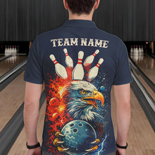 Load image into Gallery viewer, Custom Red, white and blue Eagle Retro Bowling Polo, 1/4 zip Shirts For Men, Bowling Team jerseys NQS11666