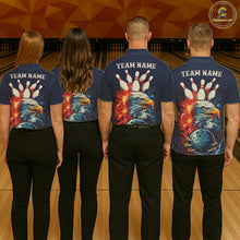 Load image into Gallery viewer, Custom Red, white and blue Eagle Retro Bowling Polo, 1/4 zip Shirts For Men, Bowling Team jerseys NQS11666