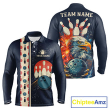 Load image into Gallery viewer, Custom Red, white and blue Eagle Retro Bowling Polo, 1/4 zip Shirts For Men, Bowling Team jerseys NQS11666