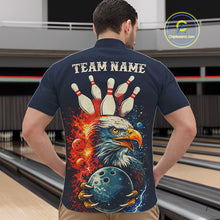 Load image into Gallery viewer, Custom Red, white and blue Eagle Retro Bowling Polo, 1/4 zip Shirts For Men, Bowling Team jerseys NQS11666