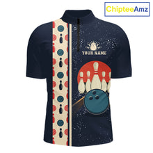 Load image into Gallery viewer, Custom Red, white and blue Eagle Retro Bowling Polo, 1/4 zip Shirts For Men, Bowling Team jerseys NQS11666