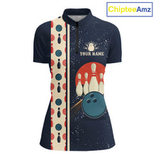 Load image into Gallery viewer, Custom Red, white and blue Eagle Retro Bowling Polo, 1/4 zip Shirts For Women, Bowling Team jerseys NQS11666