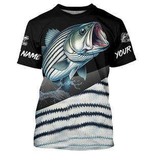 Personalized striped bass scales Fishing jerseys, striper Custom Long Sleeve Performance Fishing Shirt NQS4947