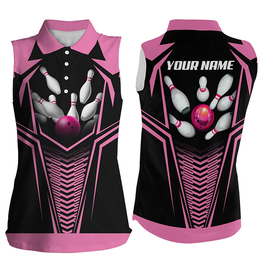 Custom sleeveless bowling shirt for women – personalized team jersey front view