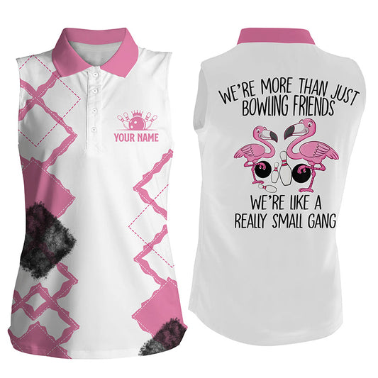 Custom Pink sleeveless bowling shirt for bowling – personalized team jersey front view