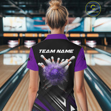Load image into Gallery viewer, Personalized Bowling shirts for women custom Black and Purple Bowling team jerseys, gift for bowlers NQS11080