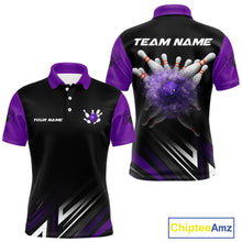 Load image into Gallery viewer, Personalized Bowling shirts for men custom Black and Purple Bowling team jerseys, gift for bowlers NQS11080