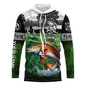 Redfish puppy drum Fishing UV protection Custom name long sleeves fishing shirt for men, women, Kid NQS2651