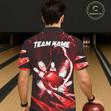 Load image into Gallery viewer, Red Thunder Lightning bowling ball and pins jersey Custom Team Bowling Hawaiian Shirt NQS11281