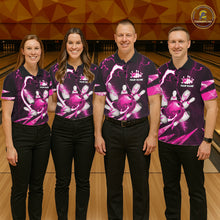 Load image into Gallery viewer, Pink Thunder Lightning bowling ball and pins jerseys Custom Team Bowling Polo, 1/4 Zip Shirts For Men NQS11283