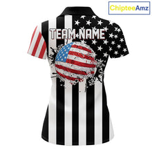 Load image into Gallery viewer, Women golf polo shirts custom Red, white and black American flag ladies golf tops, best golf gifts NQS11486