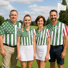 Load image into Gallery viewer, Women golf polo shirts custom Red, white and green American flag ladies golf tops, best golf gifts NQS11487