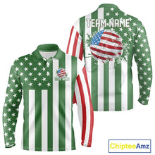 Load image into Gallery viewer, Men's golf polo shirts custom Red, white and green American flag mens golf tops, best golf gifts NQS11487