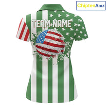 Load image into Gallery viewer, Women golf polo shirts custom Red, white and green American flag ladies golf tops, best golf gifts NQS11487