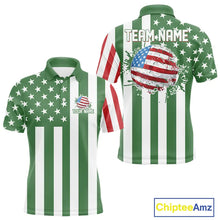 Load image into Gallery viewer, Men's golf polo shirts custom Red, white and green American flag mens golf tops, best golf gifts NQS11487
