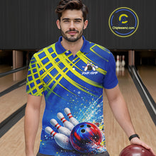 Load image into Gallery viewer, Personalized Blue And Green Bowling shirts for men bowling team league jerseys, bowling gifts for men NQS11494