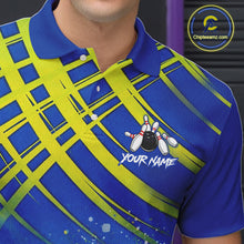 Load image into Gallery viewer, Personalized Blue And Green Bowling shirts for men bowling team league jerseys, bowling gifts for men NQS11494