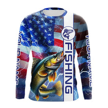 Load image into Gallery viewer, American Flag Walleye lightning Long Sleeve Fishing Shirts custom Patriotic Walleye fishing jerseys NQS9561