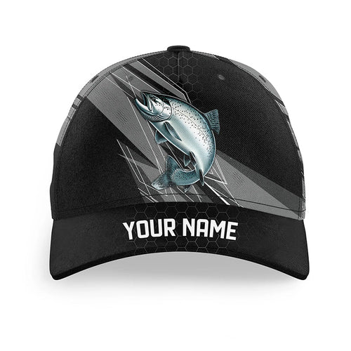 Personalized Black camo Chinook Salmon Fishing Hats, Salmon fishing hats for men, women NQS9721