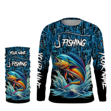 Load image into Gallery viewer, Mahi mahi Fishing blue camo Custom UV protection long sleeves fishing shirts NQS5771