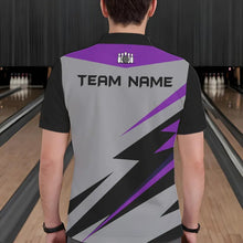 Load image into Gallery viewer, Purple lightning Bowling Polo, Quarter Zip shirts For Men custom bowling team jerseys Bowler Outfits NQS9412