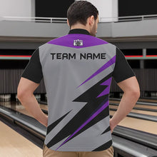 Load image into Gallery viewer, Purple lightning Bowling Polo, Quarter Zip shirts For Men custom bowling team jerseys Bowler Outfits NQS9412