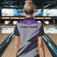 Load image into Gallery viewer, Purple lightning Bowling Polo, Quarter Zip shirts For Women custom bowling team jerseys Bowler Outfits NQS9412