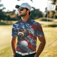 Load image into Gallery viewer, American Flag Eagle Lightning Thunder Golf Polo Shirts For Men Custom Patriotic Golf Team Jerseys NQS11503