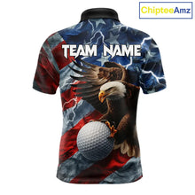 Load image into Gallery viewer, American Flag Eagle Lightning Thunder Golf Polo Shirts For Men Custom Patriotic Golf Team Jerseys NQS11503