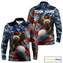 Load image into Gallery viewer, American Flag Eagle Lightning Thunder Golf Polo Shirts For Men Custom Patriotic Golf Team Jerseys NQS11503