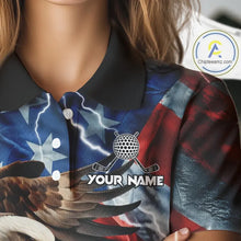 Load image into Gallery viewer, American Flag Eagle Lightning Thunder Golf Polo Shirts For Women Custom Patriotic Golf Team Jerseys NQS11503