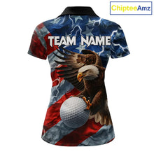 Load image into Gallery viewer, American Flag Eagle Lightning Thunder Golf Polo Shirts For Women Custom Patriotic Golf Team Jerseys NQS11503