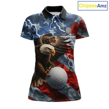 Load image into Gallery viewer, American Flag Eagle Lightning Thunder Golf Polo Shirts For Women Custom Patriotic Golf Team Jerseys NQS11503
