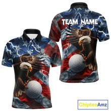 Load image into Gallery viewer, American Flag Eagle Lightning Thunder Golf Polo Shirts For Men Custom Patriotic Golf Team Jerseys NQS11503