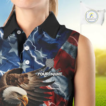 Load image into Gallery viewer, American Flag Eagle Lightning Thunder Sleeveless Golf Polo Shirts Custom Patriotic Golf Team Jerseys NQS11503