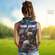 Load image into Gallery viewer, American Flag Eagle Lightning Thunder Sleeveless Golf Polo Shirts Custom Patriotic Golf Team Jerseys NQS11503