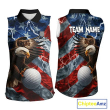 Load image into Gallery viewer, American Flag Eagle Lightning Thunder Sleeveless Golf Polo Shirts Custom Patriotic Golf Team Jerseys NQS11503