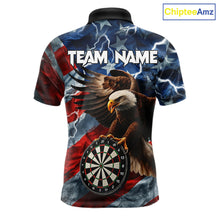 Load image into Gallery viewer, American Flag Eagle Lightning Thunder Dart Shirts For Men Custom Patriotic Dart Team Jerseys NQS11504