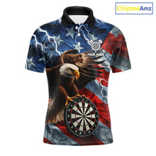 Load image into Gallery viewer, American Flag Eagle Lightning Thunder Dart Shirts For Men Custom Patriotic Dart Team Jerseys NQS11504