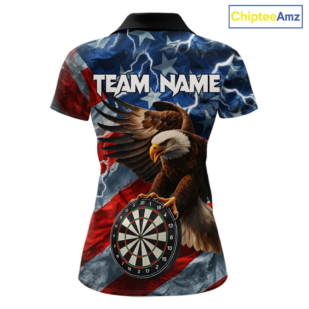 American Flag Eagle Lightning Thunder Dart Shirts For Women Custom Patriotic Dart Team Jerseys NQS11504