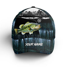 Load image into Gallery viewer, Bass fishing blue camo Custom fishing hat Unisex Fishing Baseball Angler bass fishing hat cap NQS4974