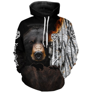 Black bear hunting dog winter camo Customize 3D All Over Printed Shirts Personalized hunting apparel NQS1689