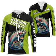 Load image into Gallery viewer, Black Green Rainbow Trout fishing Custom Long Sleeve Tournament Fishing Shirt, Trout Fishing Jerseys NQS7659